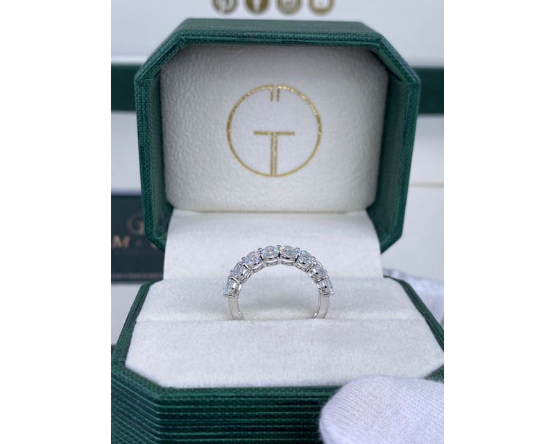 Half Eternity Oval Diamond Ring 0 ct TCW , White Gold 14K