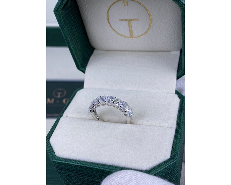 Half Eternity Oval Diamond Ring 0 ct TCW , White Gold 14K