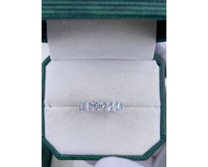 Half Eternity Oval Diamond Ring 1.84 ct TCW , White Gold 14K