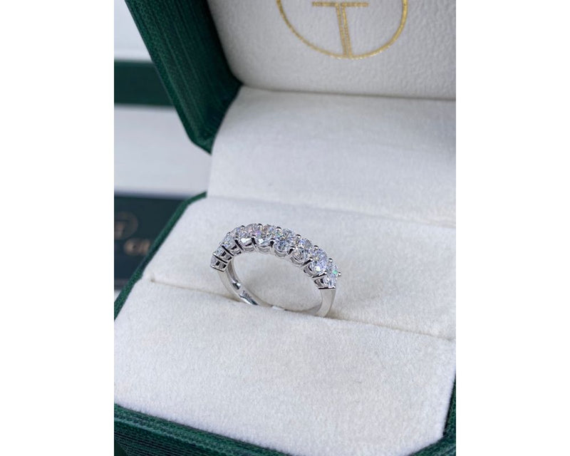 Half Eternity Oval Diamond Ring 1.84 ct TCW , White Gold 14K