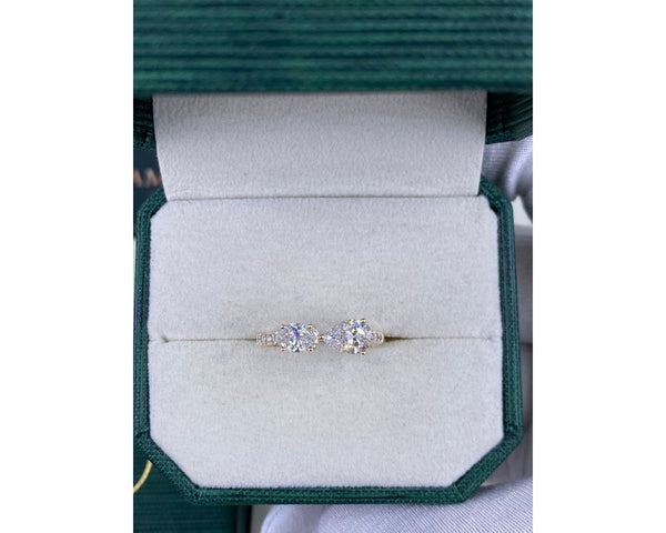 Diamond Ring - Pear Oval And Round Cut Diamonds 1.45 Carat TCW