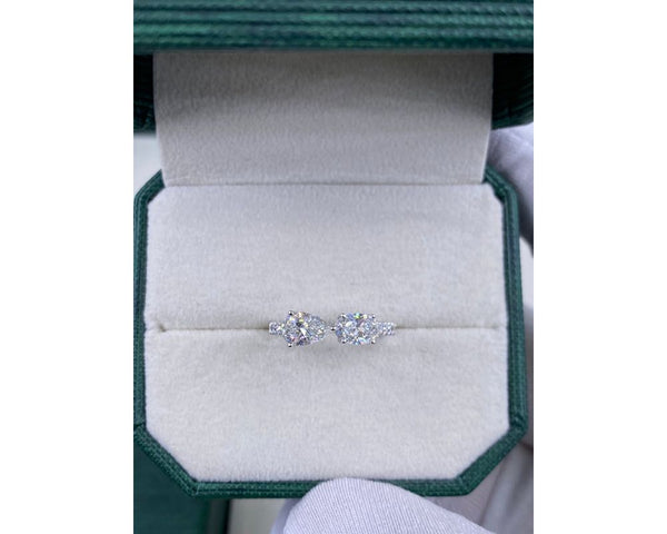 Diamond Ring - Pear Oval And Round Cut Diamonds 1.34 Carat TCW