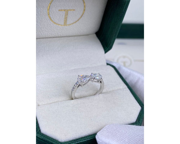 Diamond Ring - Pear Oval And Round Cut Diamonds 1.34 Carat TCW