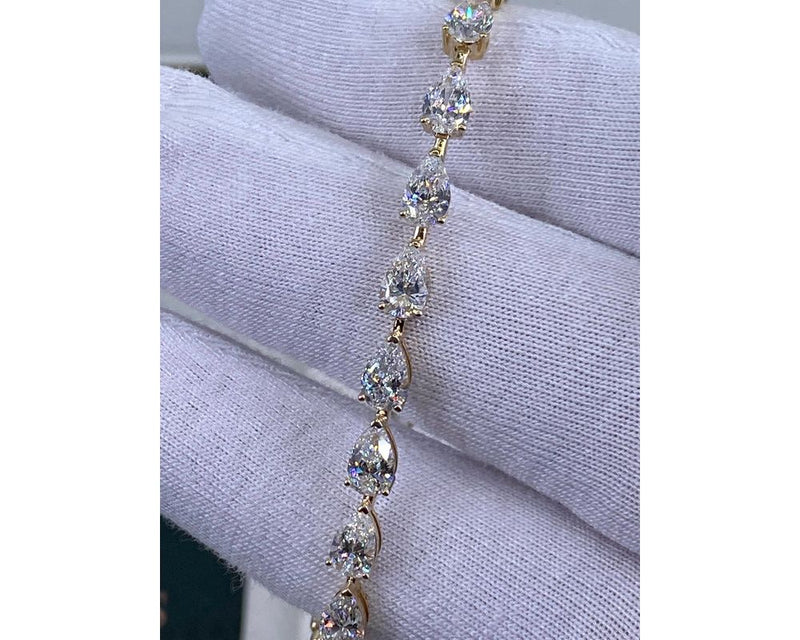 Tennis Bracelet - Pear Cut Diamonds 7.73 Carat TCW