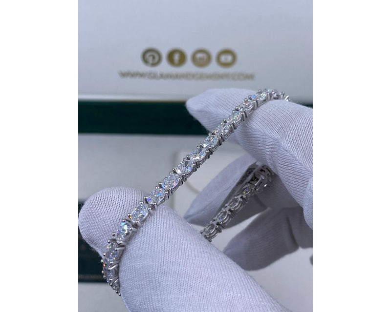 Tennis Bracelet - Oval Cut Diamonds 9.40 Carat TCW