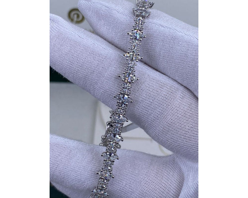 Tennis Bracelet - 6.10 Carat Diamond Tennis Bracelet, Marquise