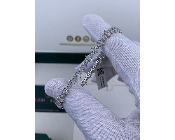 Tennis Bracelet - 6.10 Carat Diamond Tennis Bracelet, Marquise