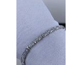 Solid 14k White Gold Tennis Bracelet, 9.93 Carat Oval and Round Cut Lab Grown Diamond, Pave Set Bracelet for Women, D-E/VVS-VS1 Clarity 