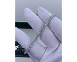 Solid 14k White Gold Tennis Bracelet, 6.93 Carat Lab Grown Diamond, Oval and Emerald Cut Diamond Pave Set Bracelet, D-E/VVS-VS1 Clarity 