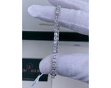 Solid 14k White Gold Tennis Bracelet, 6.93 Carat Lab Grown Diamond, Oval and Emerald Cut Diamond Pave Set Bracelet, D-E/VVS-VS1 Clarity 