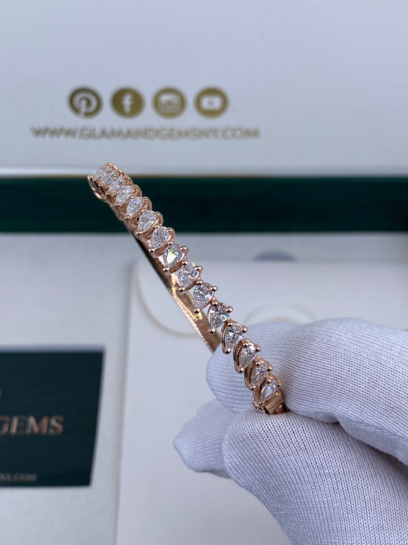 Diamond Bangle Bracelet 2.90 Carat Rose Gold 14K