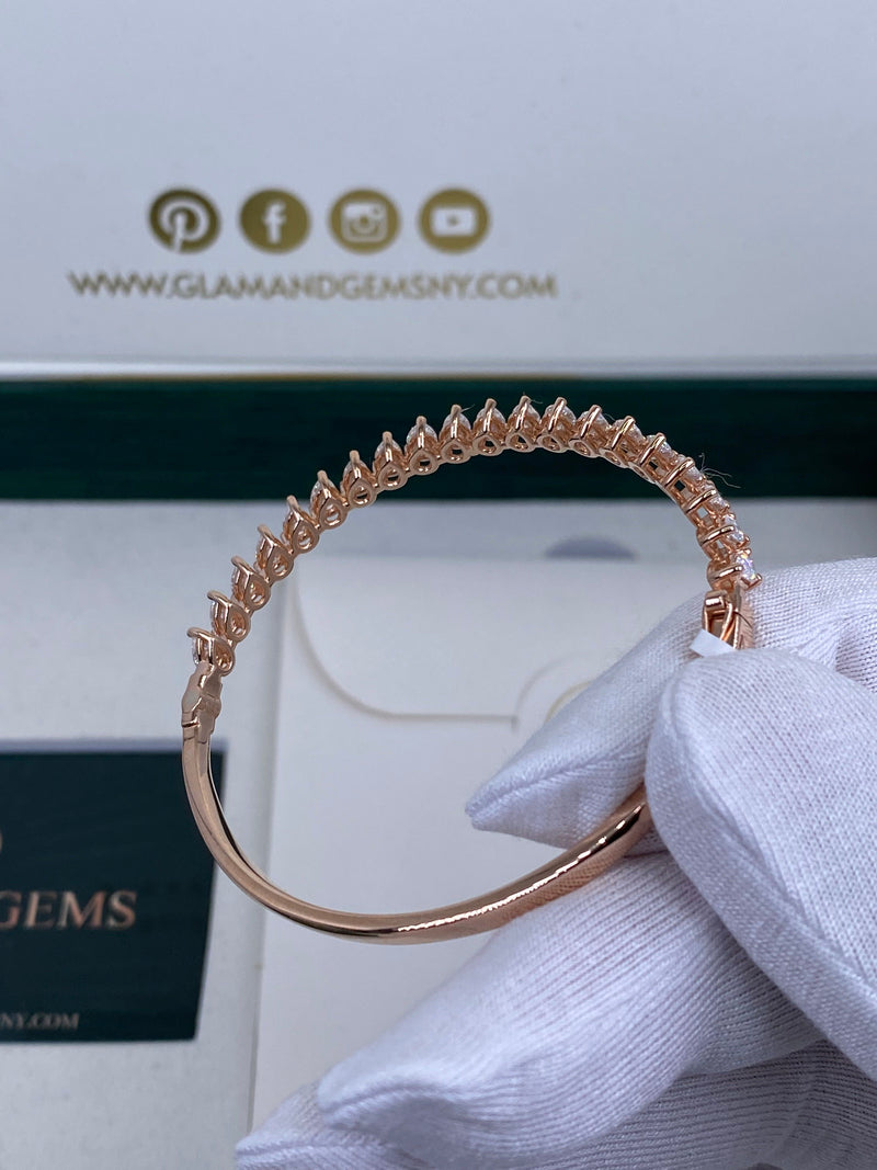 Diamond Bangle Bracelet 2.90 Carat Rose Gold 14K