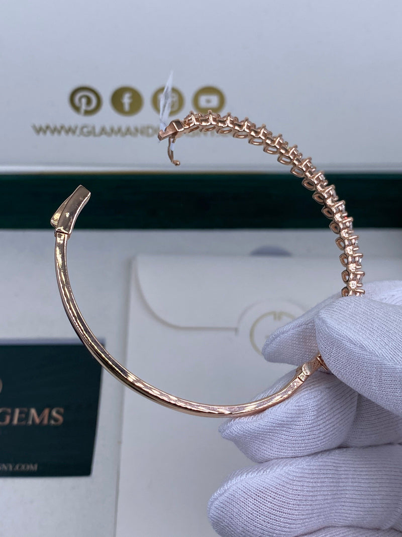 Diamond Bangle Bracelet 2.90 Carat Rose Gold 14K