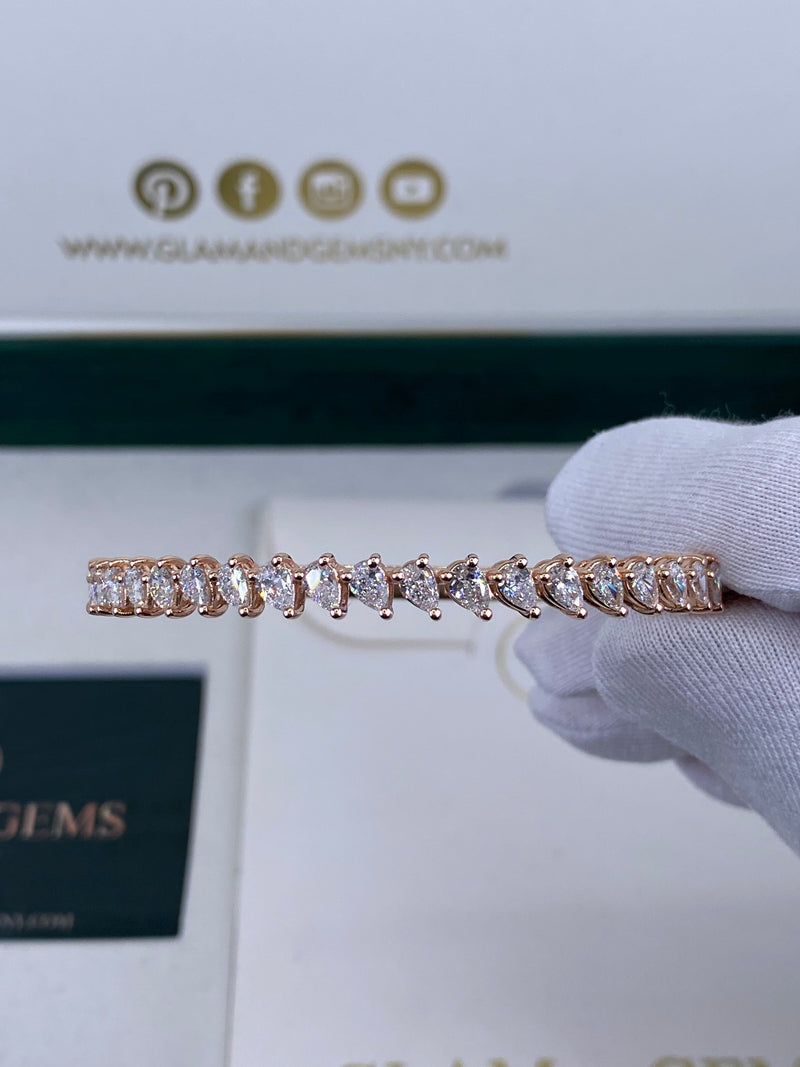 Diamond Bangle Bracelet 2.90 Carat Rose Gold 14K