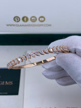 Diamond Bangle Bracelet 2.90 Carat Rose Gold 14K