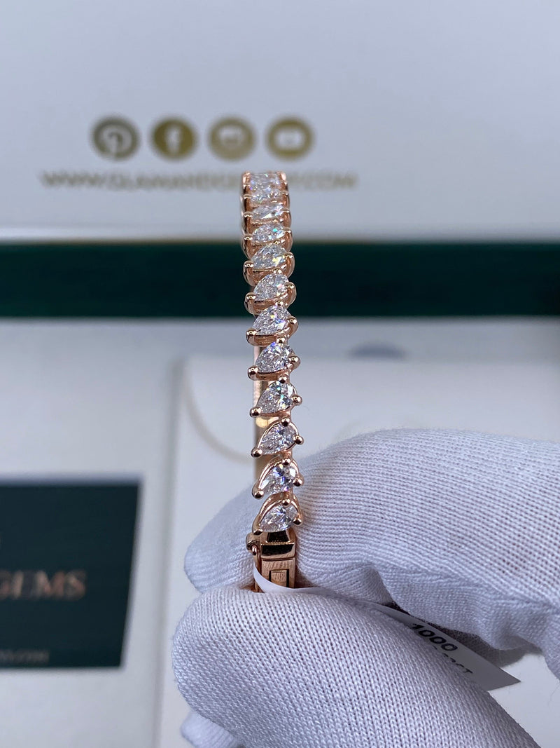 Diamond Bangle Bracelet 2.90 Carat Rose Gold 14K