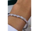 10.16 Carat Lab Grown Diamond Tennis Bracelet, Oval Cut Diamond Pave Set Bracelet, 14k White Gold Women's Bracelet, D-E/VVS-VS1 Clarity 