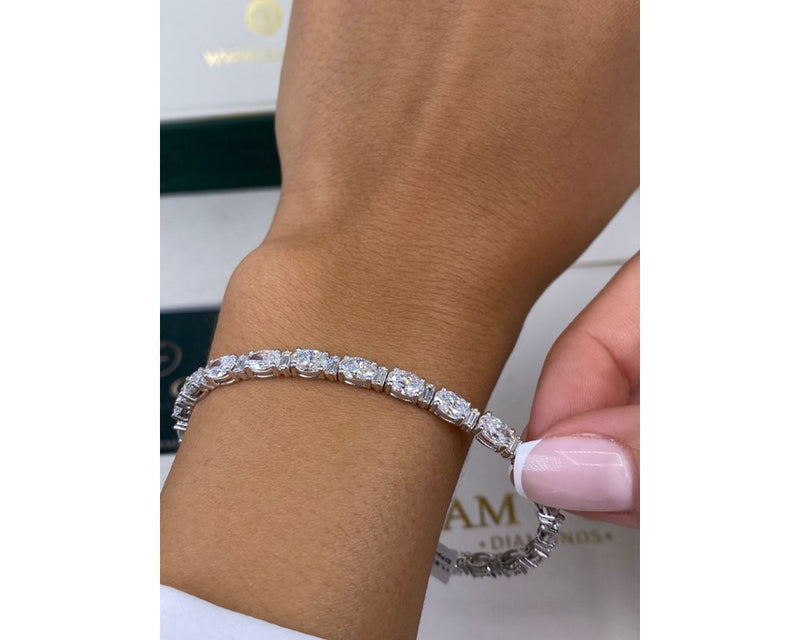 10.16 Carat Lab Grown Diamond Tennis Bracelet, Oval Cut Diamond Pave Set Bracelet, 14k White Gold Women's Bracelet, D-E/VVS-VS1 Clarity 