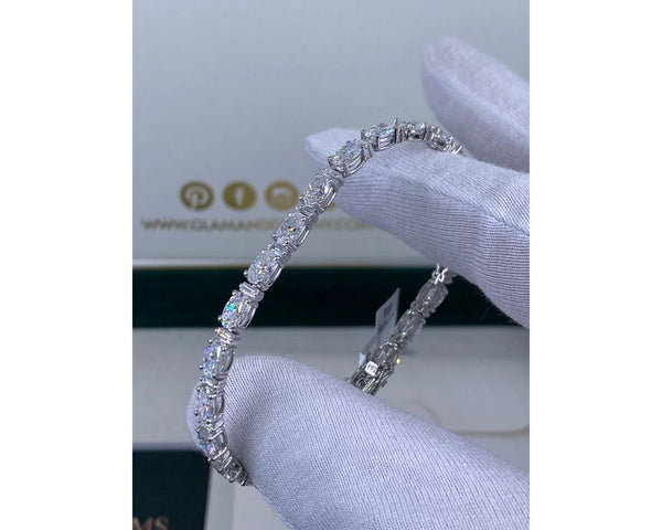 10.16 Carat Lab Grown Diamond Tennis Bracelet, Oval Cut Diamond Pave Set Bracelet, 14k White Gold Women's Bracelet, D-E/VVS-VS1 Clarity 