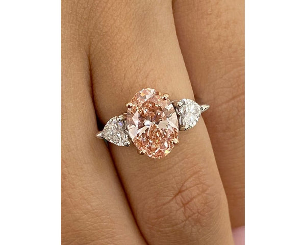 3 Stone Diamond Engagement Ring, White Gold 18K