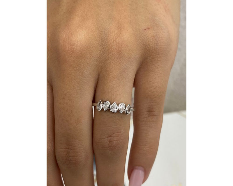 Diamond 5 Stone Ring 0.36 Carat White Gold 14K