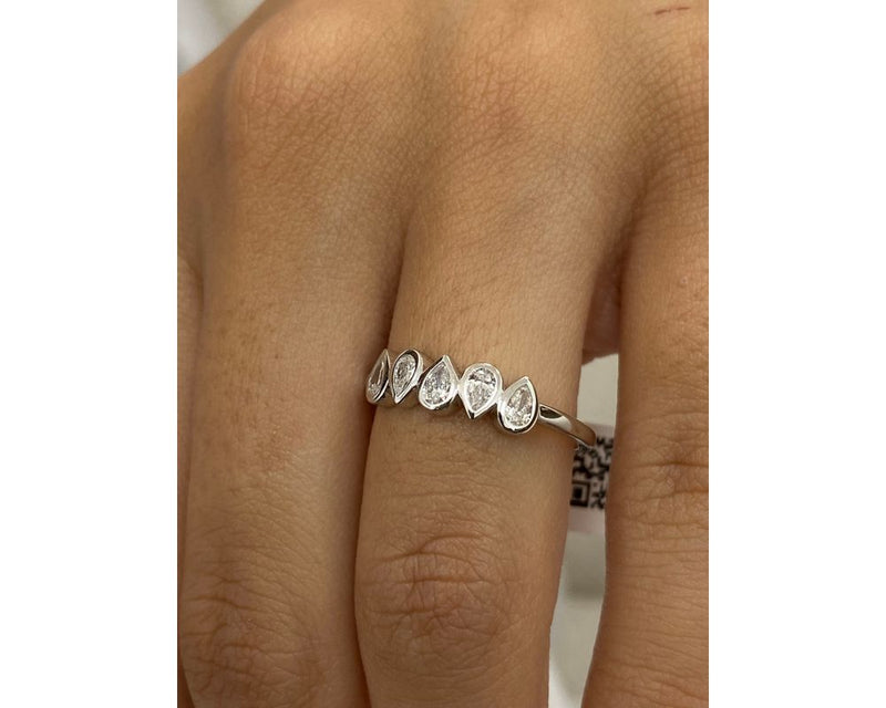 Diamond 5 Stone Ring 0.36 Carat White Gold 14K