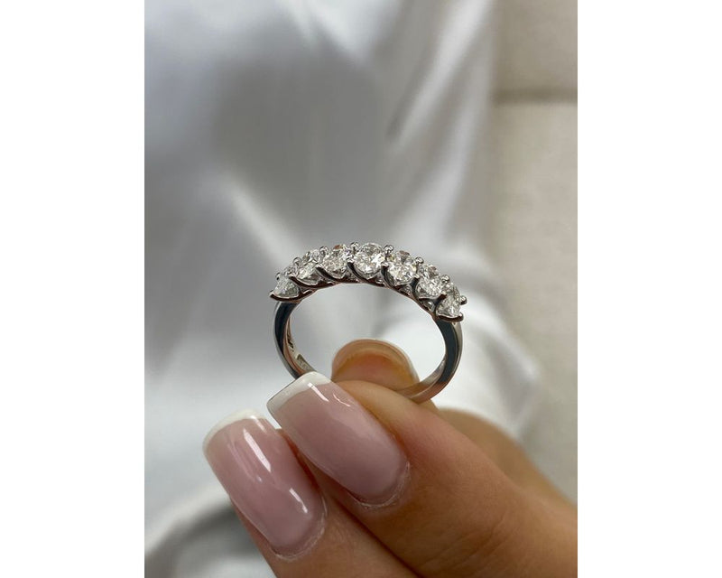 Diamond 7 Stone Ring 1 Carat White Gold 14K