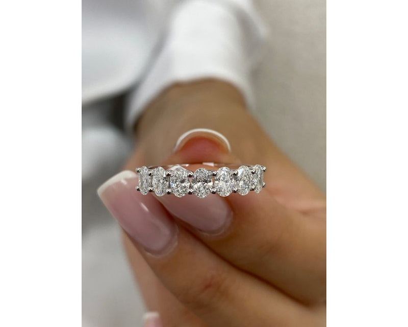 Diamond 7 Stone Ring 1 Carat White Gold 14K