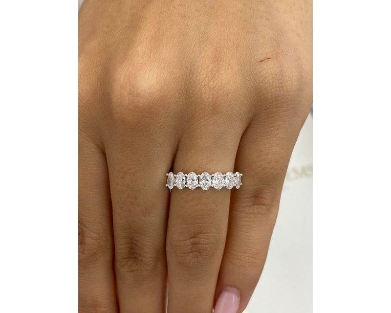 Diamond 7 Stone Ring 1 Carat White Gold 14K