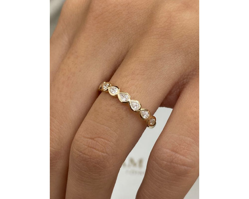 Diamond Half Eternity Ring 0.30 Carat Yellow Gold 14K