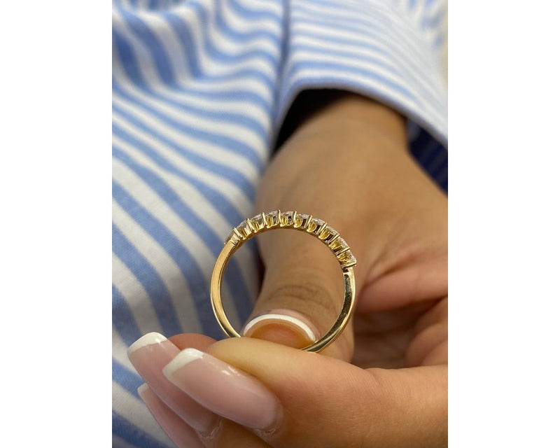 Diamond Half Eternity Ring 0.50 Carat Yellow Gold 14K