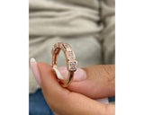 Diamond Half Eternity Ring 0.87 Carat Rose Gold 14K