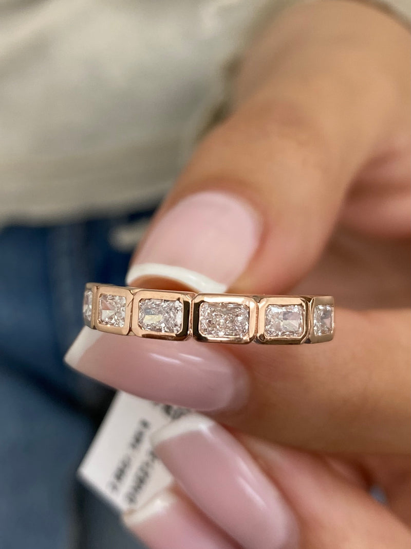 Diamond Half Eternity Ring 0.87 Carat Rose Gold 14K