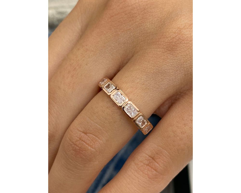 Diamond Half Eternity Ring 0.87 Carat Rose Gold 14K