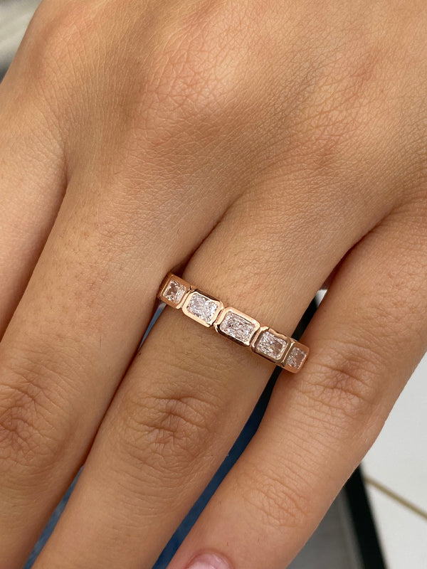 Diamond Half Eternity Ring 0.87 Carat Rose Gold 14K