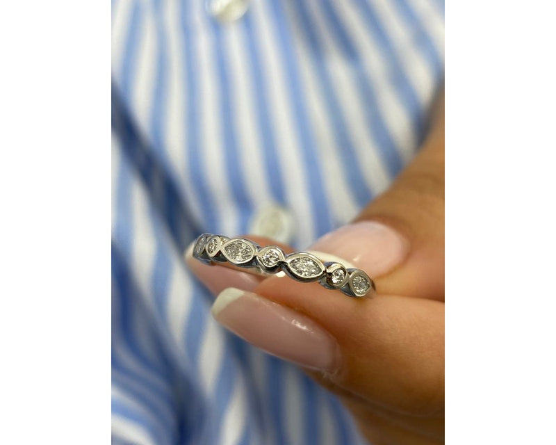 Diamond Half Eternity Ring 0.30 Carat White Gold 14K