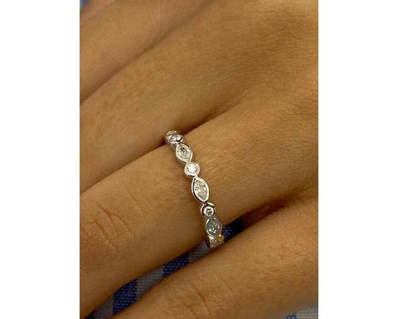 Diamond Half Eternity Ring 0.30 Carat White Gold 14K