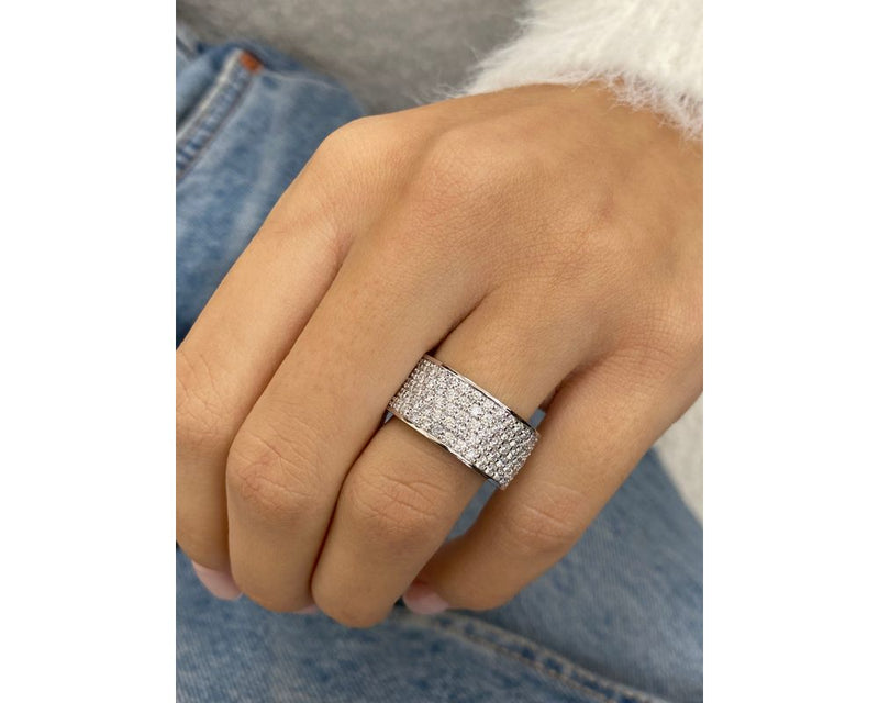 Diamond Micropave Ring 1.52 Carat White Gold 14K