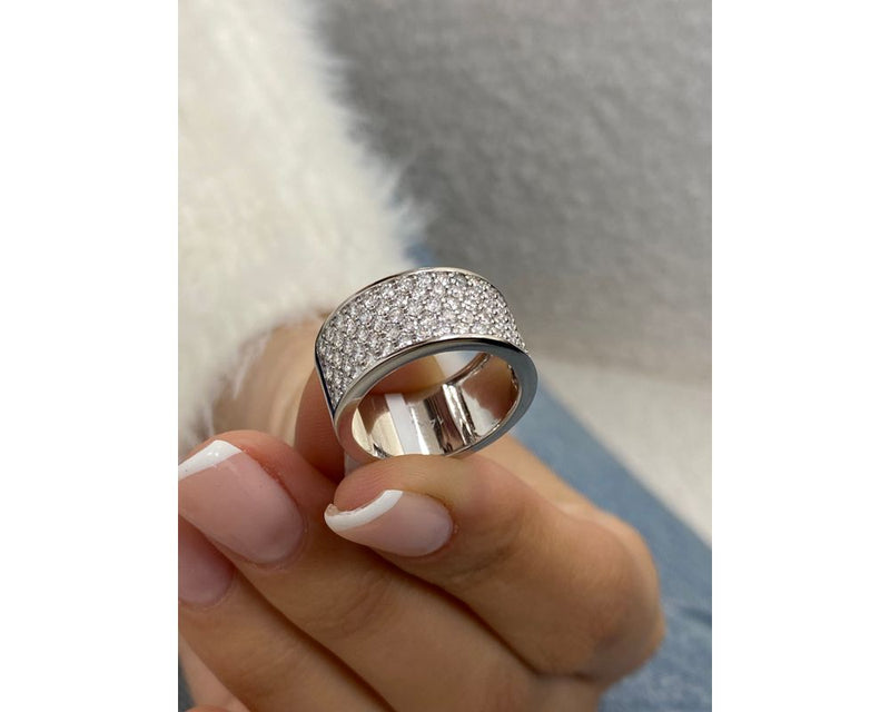 Diamond Micropave Ring 1.52 Carat White Gold 14K