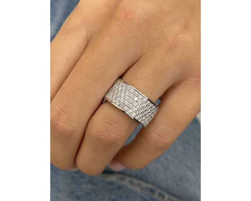 Diamond Micropave Ring 1.52 Carat White Gold 14K