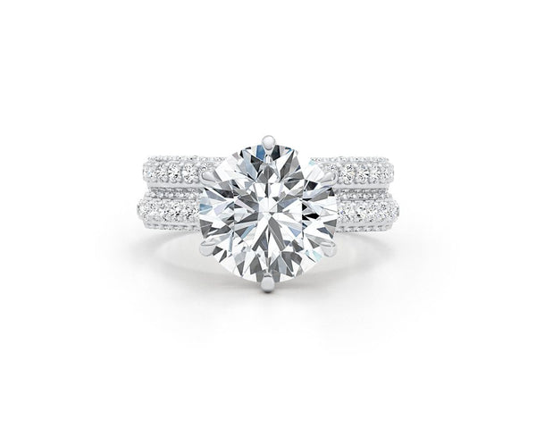 Amenda Pave Diamond Engagement Rings Set, White Gold 18K