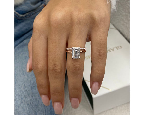 Zara-Set - Emerald Cut 3.46 Carat Diamond Engagement Ring