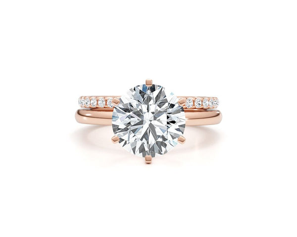 Freya-set - Round Cut 3.52 Carat Diamond Engagement Ring