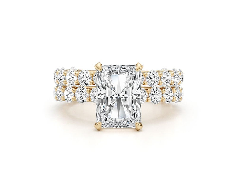 Sage-set - Radiant Cut 5.80 Carat Diamond Engagement Ring,Pave Set Ring,Diamond Ring,Anniversary Gift,Solid Gold Ring,Ring for Her,Radiant Cut Diamond,Bridal Set Ring,Diamond Wedding Band,diamond Eternity Ring