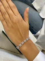Diamond Cluster Bracelet 6.30 Carat White Gold 14K