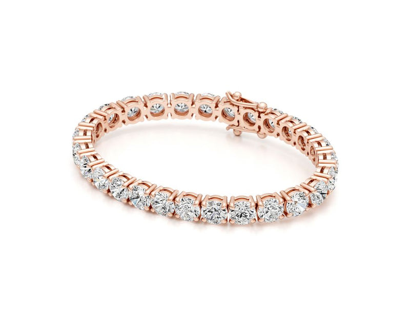 6.5mm - Round Cut 32 Carat Diamond Tennis Bracelet