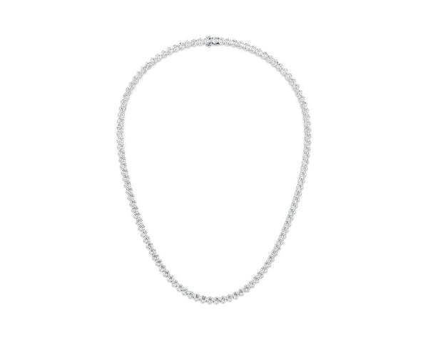 3mm - Round Cut 13 Carat Diamond Tennis Necklace