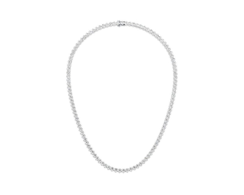 3mm - Round Cut 13 Carat Diamond Tennis Necklace