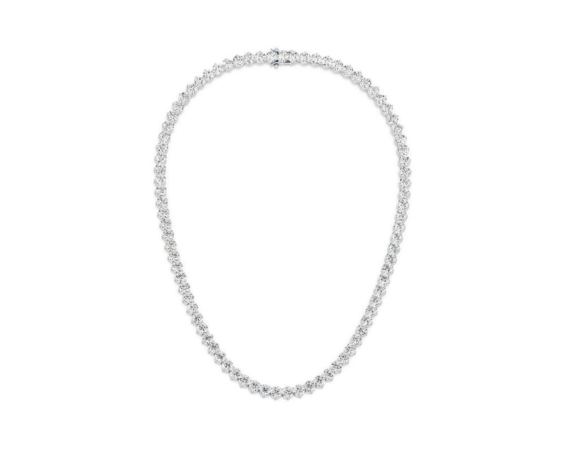 4mm - Round Cut 28 Carat Diamond Tennis Necklace