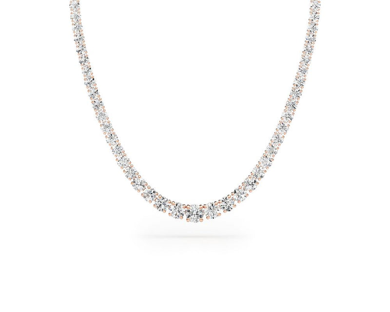 graduated 4 prongs - Round Cut 10 Carat Diamond Tennis Necklace